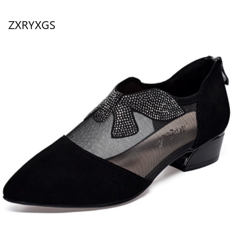Kids Shoes Women - ZXRYXGS Frosted Sheepskin Mesh Sandals Rhinestone