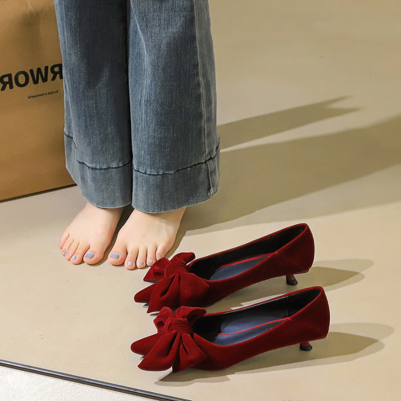 Ankle Strap Heels - Korean Temperament Suede Stiletto Single Shoes