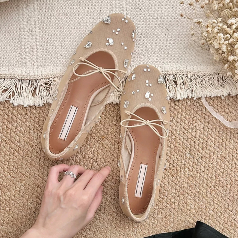 Diamond Luxury Mesh Mules Sand - Women Shoes Sandals 评论和价格