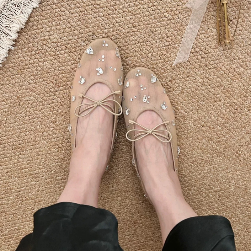 Diamond Luxury Mesh Mules Sand - Women Shoes Sandals 评论和价格