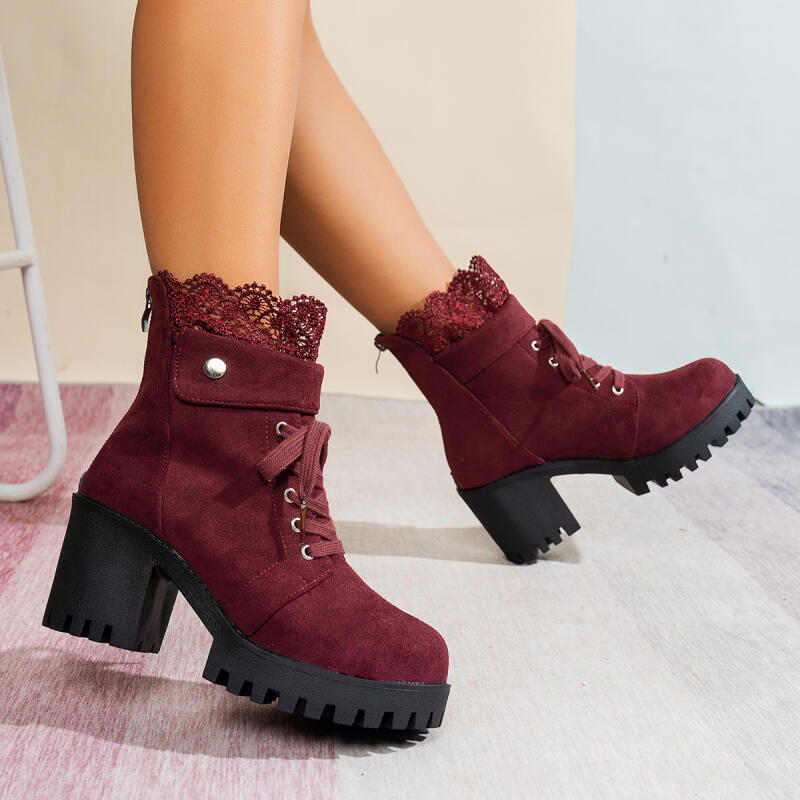 Sexy Lace Patchwork Thick Bott - Women'S Shoes Red Bottoms 评论和价格