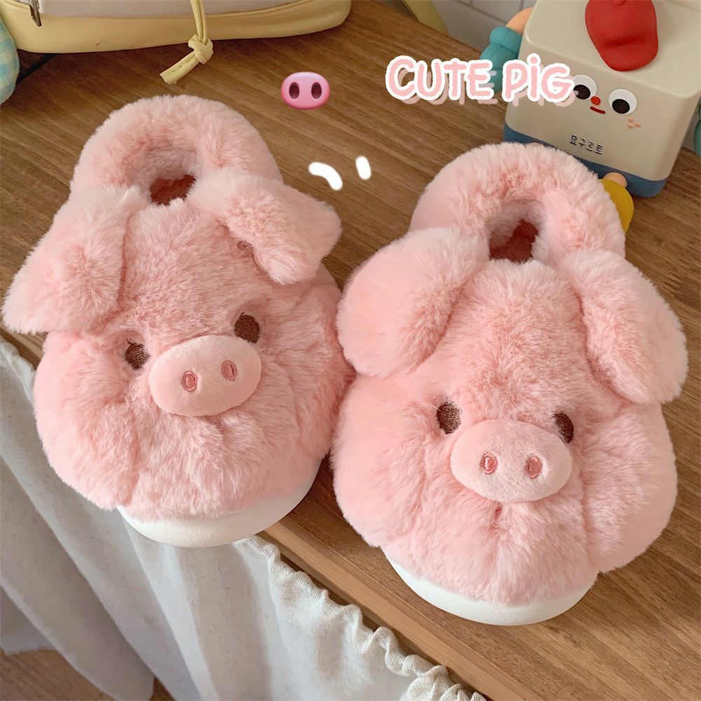 Feerldi Pink fluffy pig slippe - Women'S Shoes For Flat Feet 评论和价格