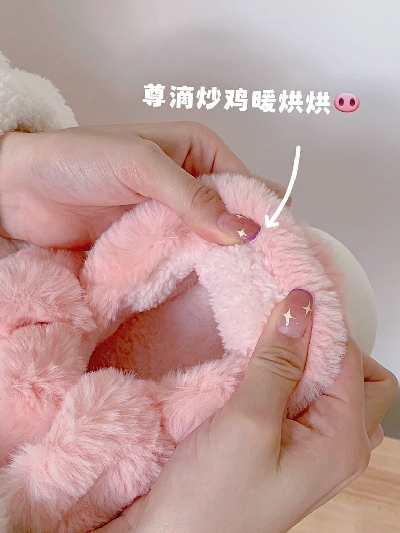 Feerldi Pink fluffy pig slippe - Women'S Shoes For Flat Feet 评论和价格