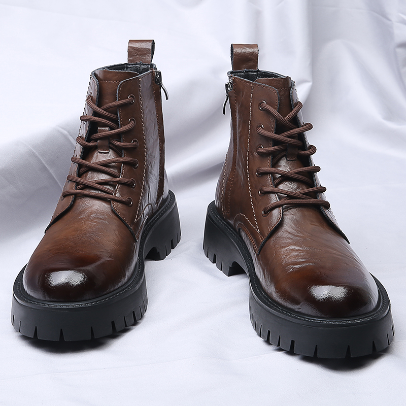 Men Side Zipper High Top Boots - Suede Ankle Boot 评论和价格