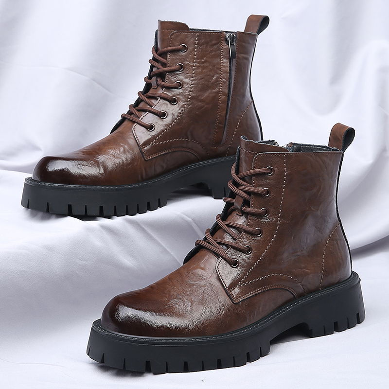 Men Side Zipper High Top Boots - Suede Ankle Boot 评论和价格