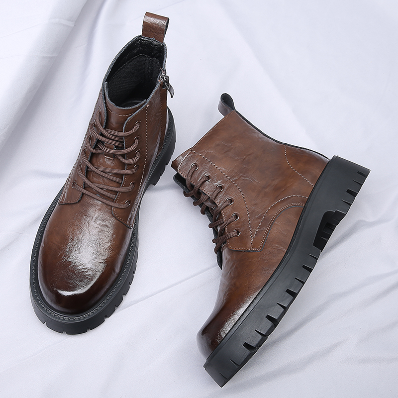 Men Side Zipper High Top Boots - Suede Ankle Boot 评论和价格