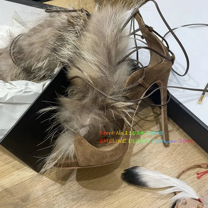 Fur Decor High Heel Ankle Boot - Suede Ankle Boot 评论和价格