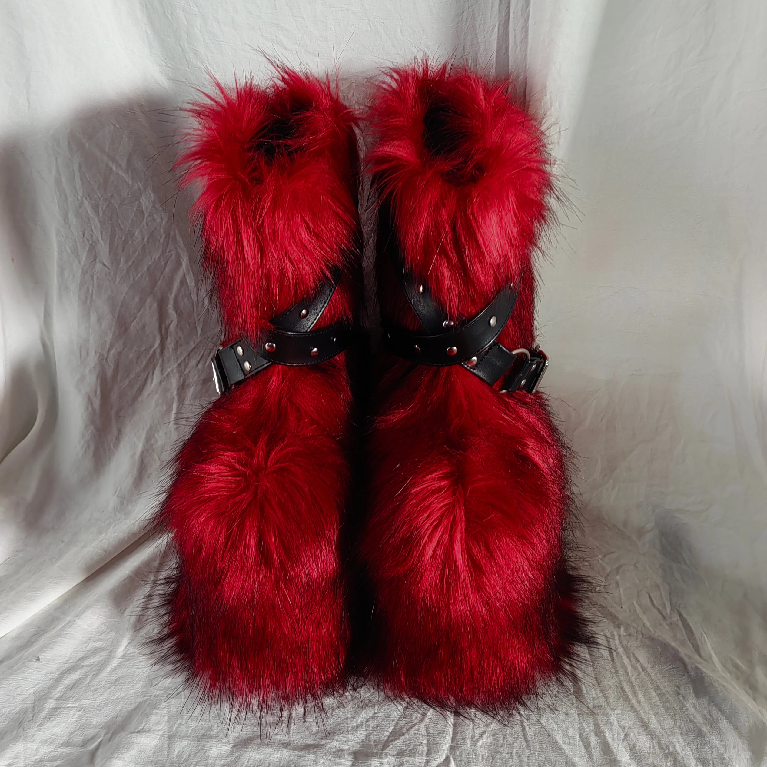 Red Fur Thick-Soled Cross-Buck - Women'S Shoes Red Bottoms 评论和价格