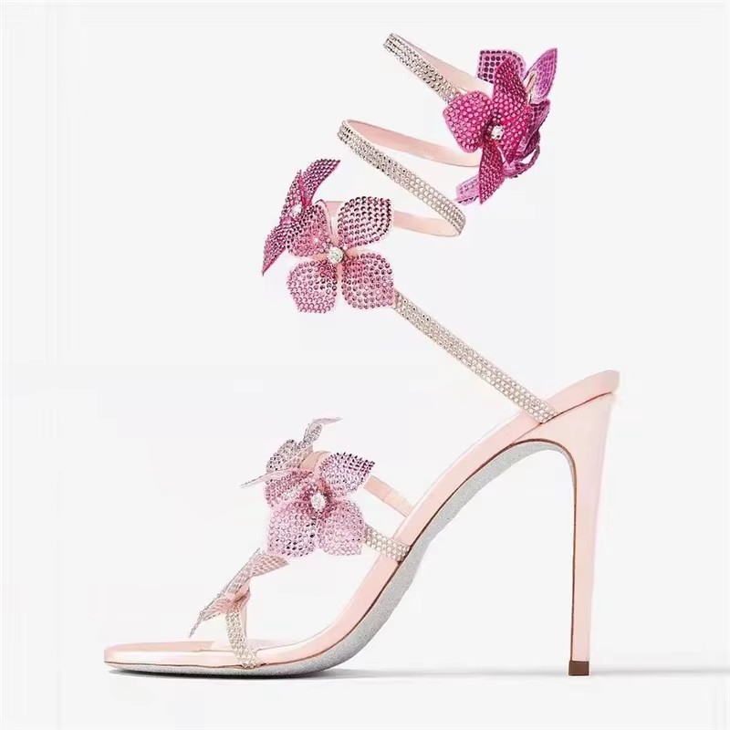 Eilyken Sexy CRYSTAL Flower Th - Ankle Strap Heels 评论和价格