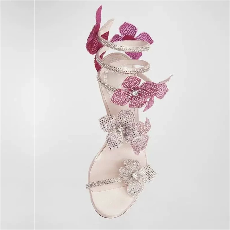 Eilyken Sexy CRYSTAL Flower Th - Ankle Strap Heels 评论和价格