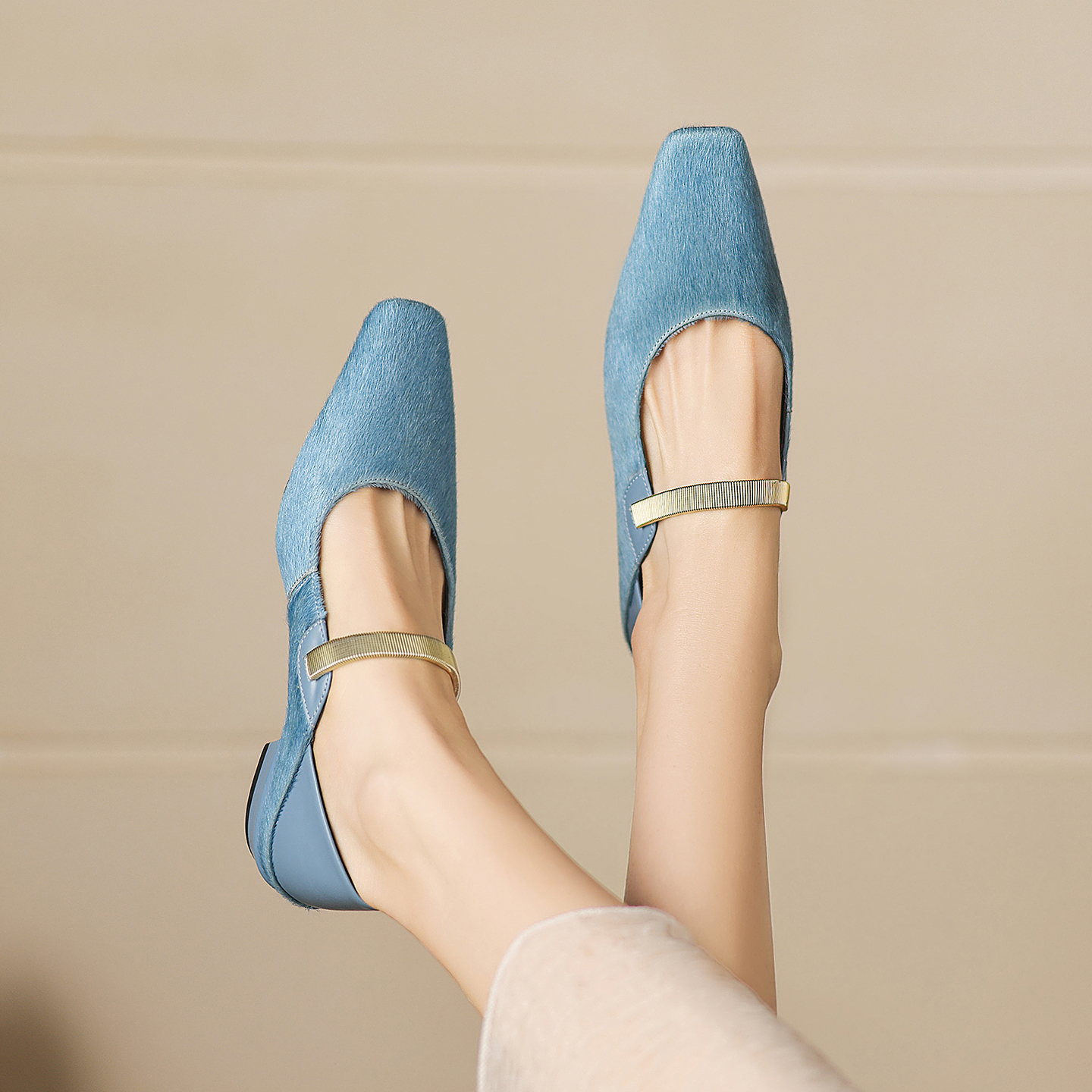 Genuine Leather Horsehair Squa - Women Shoes Sandals 评论和价格