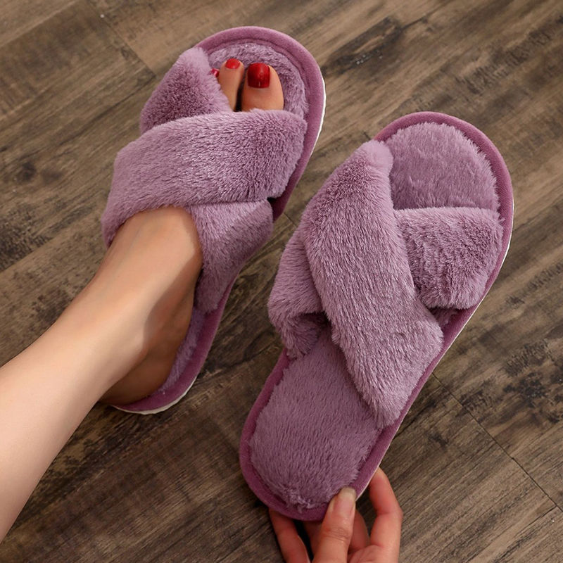 Autumn Winter Fluffy Fur Slipp - Women'S Shoes For Flat Feet 评论和价格