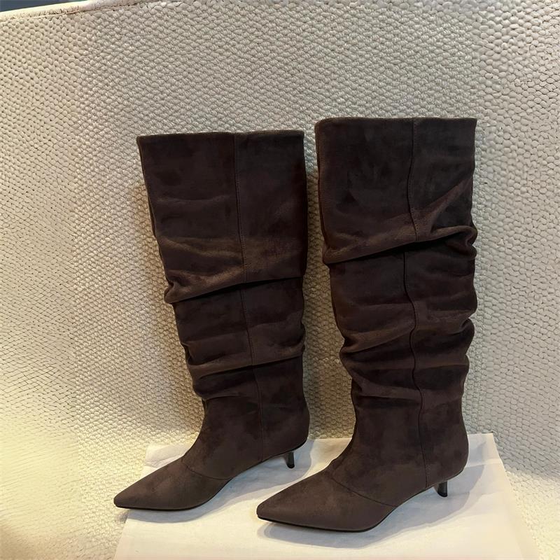 Suede Slouch Knee High Boots W - Suede Ankle Boot 评论和价格