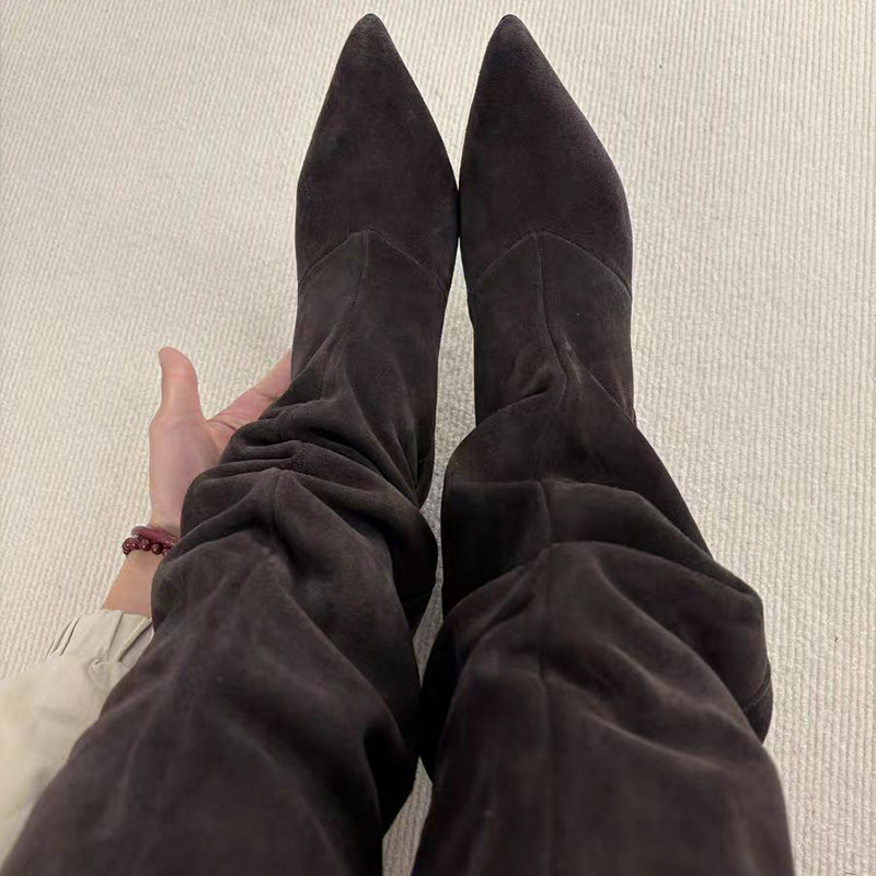 Suede Slouch Knee High Boots W - Suede Ankle Boot 评论和价格