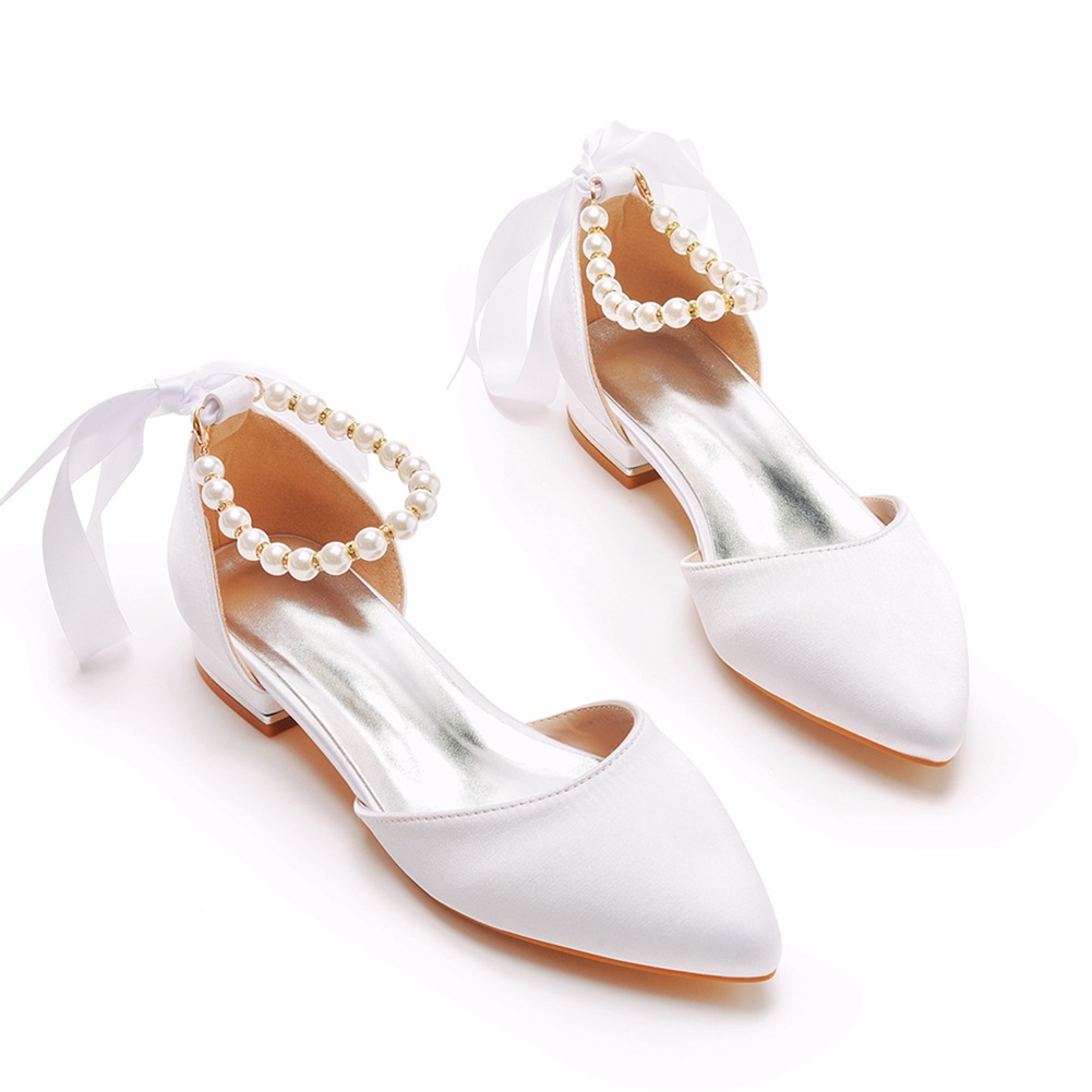 Wedding Shoes Bride Flat Heel  - Women Shoes Sandals 评论和价格