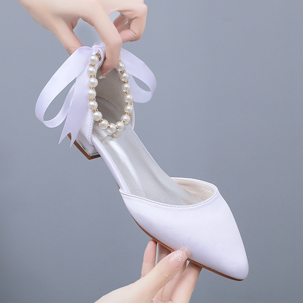 Wedding Shoes Bride Flat Heel  - Women Shoes Sandals 评论和价格