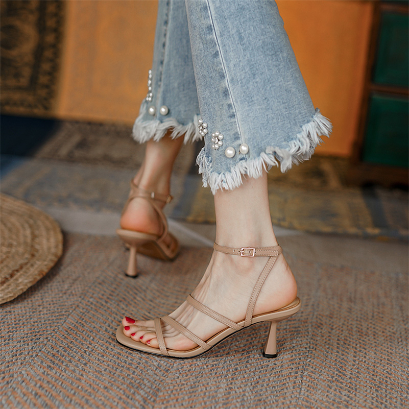 Meotina Sandals Women Shoes Sq - Ankle Strap Heels 评论和价格