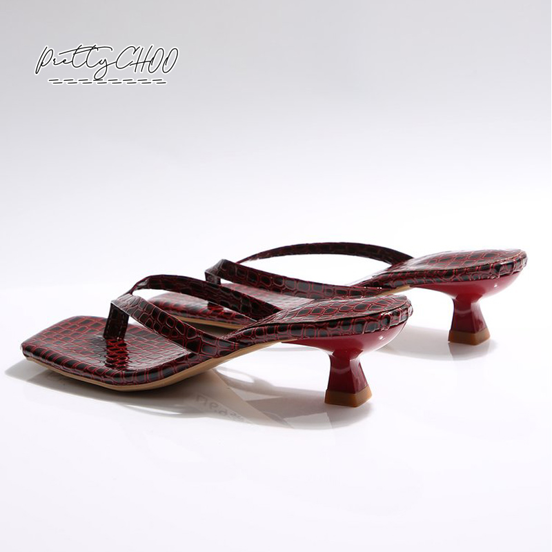 Crocodile Print Kitten Heel Fl - Women Shoes Sandals 评论和价格