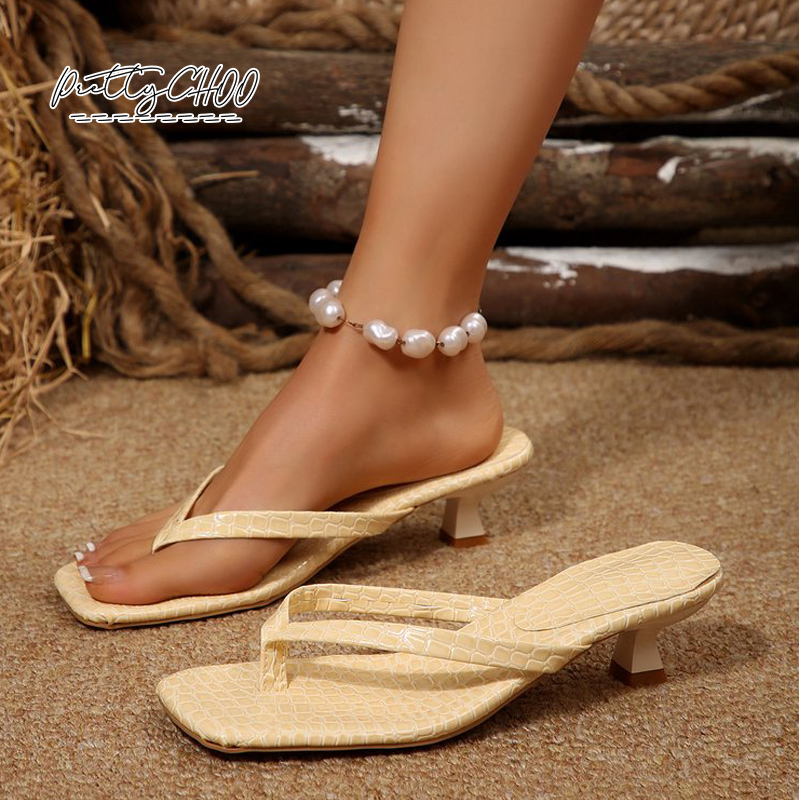 Crocodile Print Kitten Heel Fl - Women Shoes Sandals 评论和价格